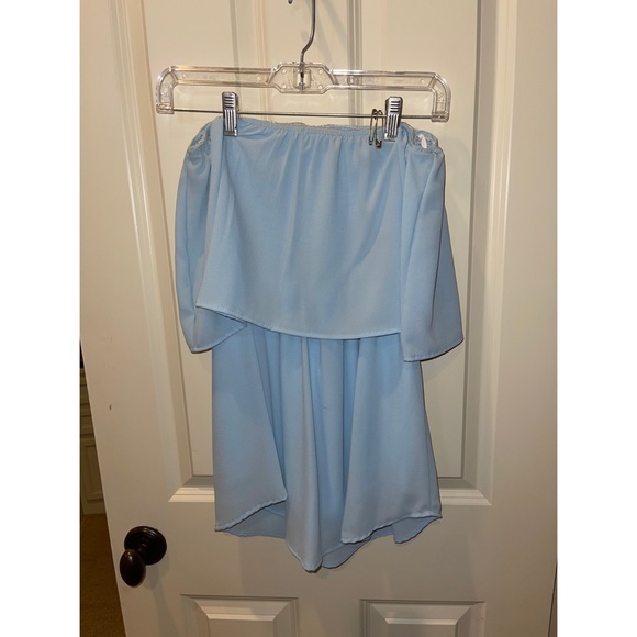 Light Blue Strapless Romper - Picture 3 of 5